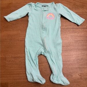 Hurley Mint Striped Baby Girl’s Zipper Footie Size 6 Months